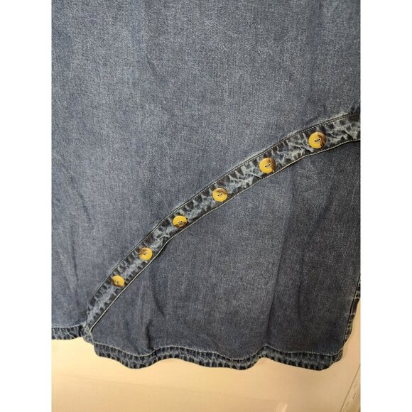 Size XL Soft Surroundings 100% Tencel Blue Chambray Button Detail Blouse Top - Picture 4 of 5